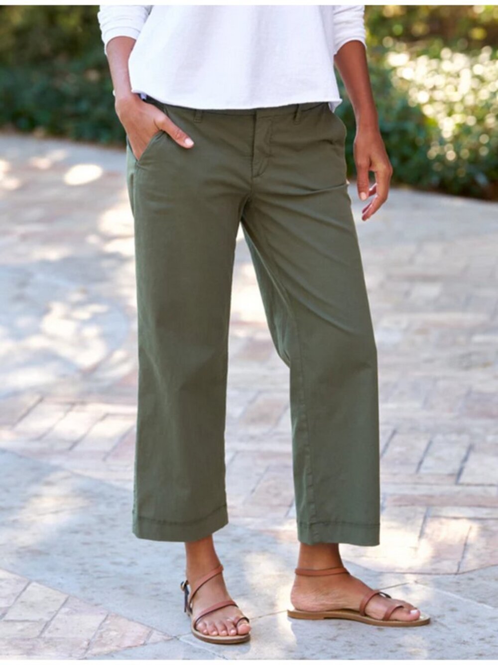 NWT Frank & Eileen The Westport Chino in Army Wide Leg Ankle Crop Pants 6